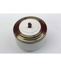 Выключатель (переключатель) 1-рычажковый (белый механизм, бронза рамка, белый стакан, рычаг бронза) 